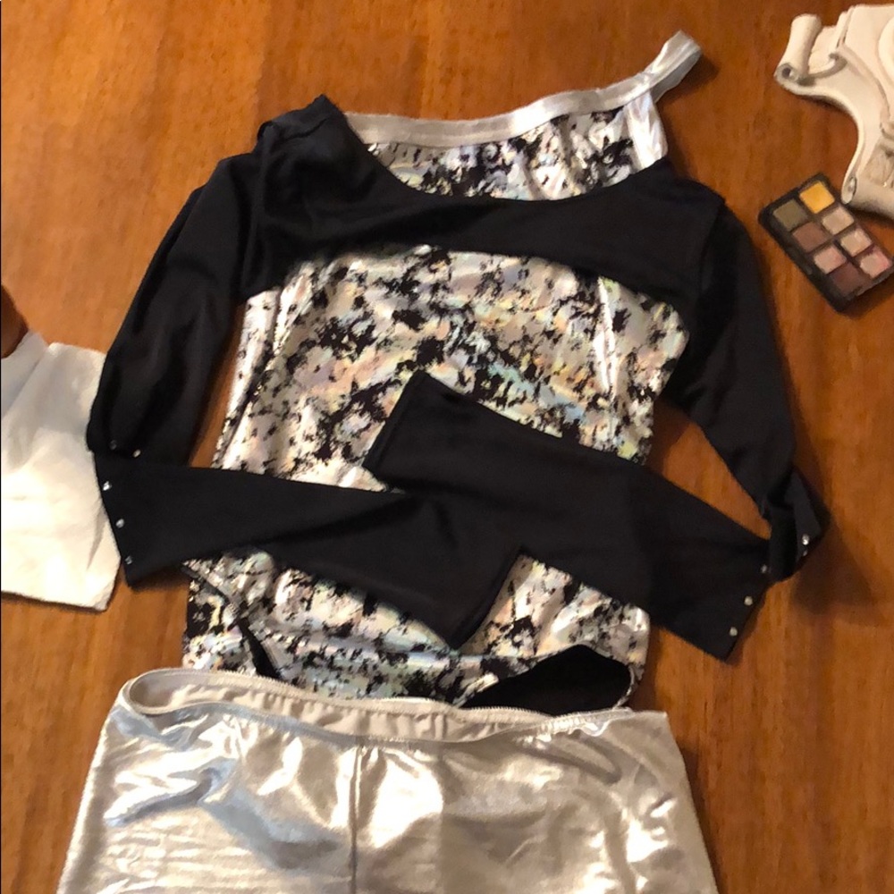 Silver metallic dance costume